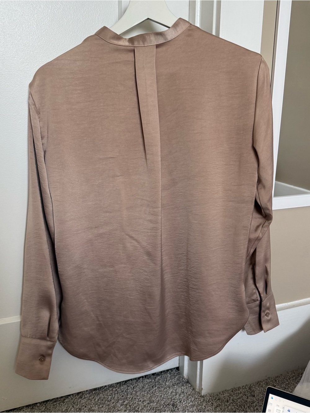 BR Tan Satin Henley Blouse - Picture 4 of 4